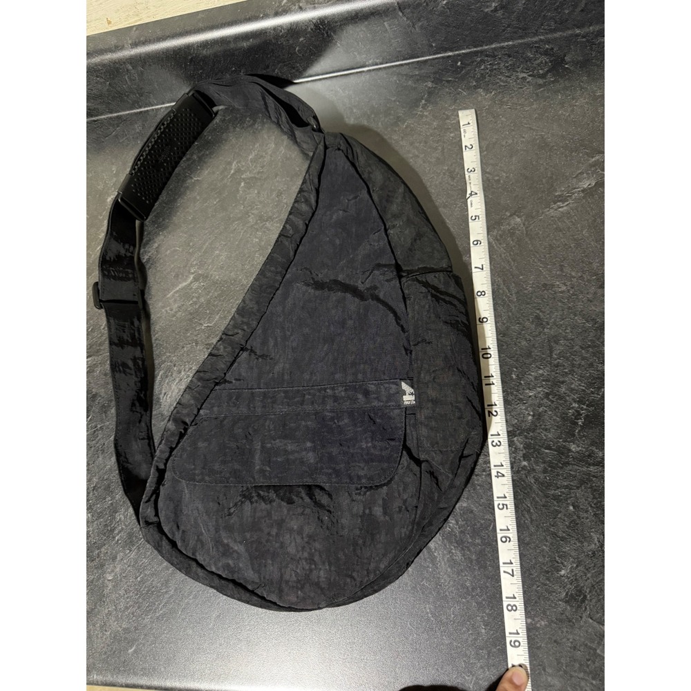 Vtg AmeriBag Healthy Back Bag Black Nylon Ergonomic Sling Travel Crossbody Small